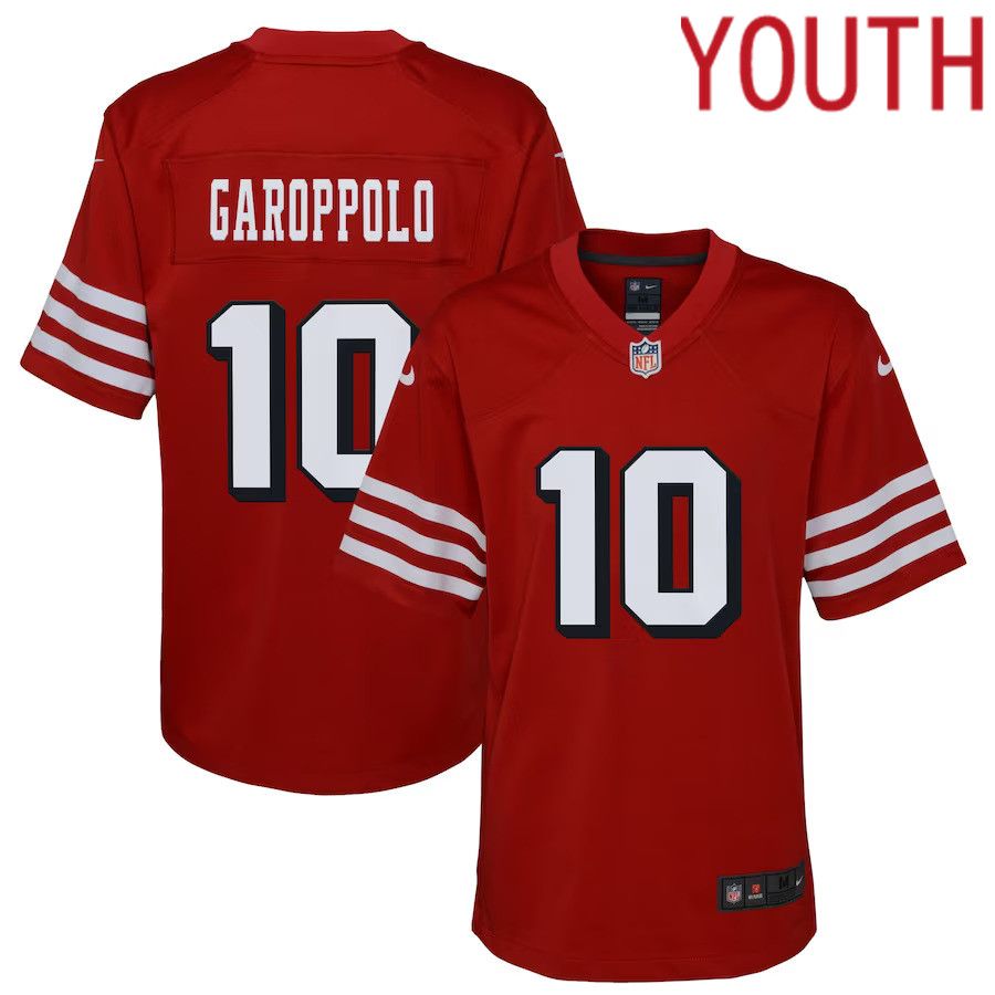 Youth San Francisco 49ers #10 Jimmy Garoppolo Nike Scarlet Alternate Game NFL Jersey->women nfl jersey->Women Jersey